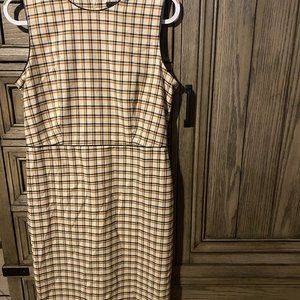Ann Taylor Plaid Faux Leather Trim Sheath Dress Style #:577206 - Size 12